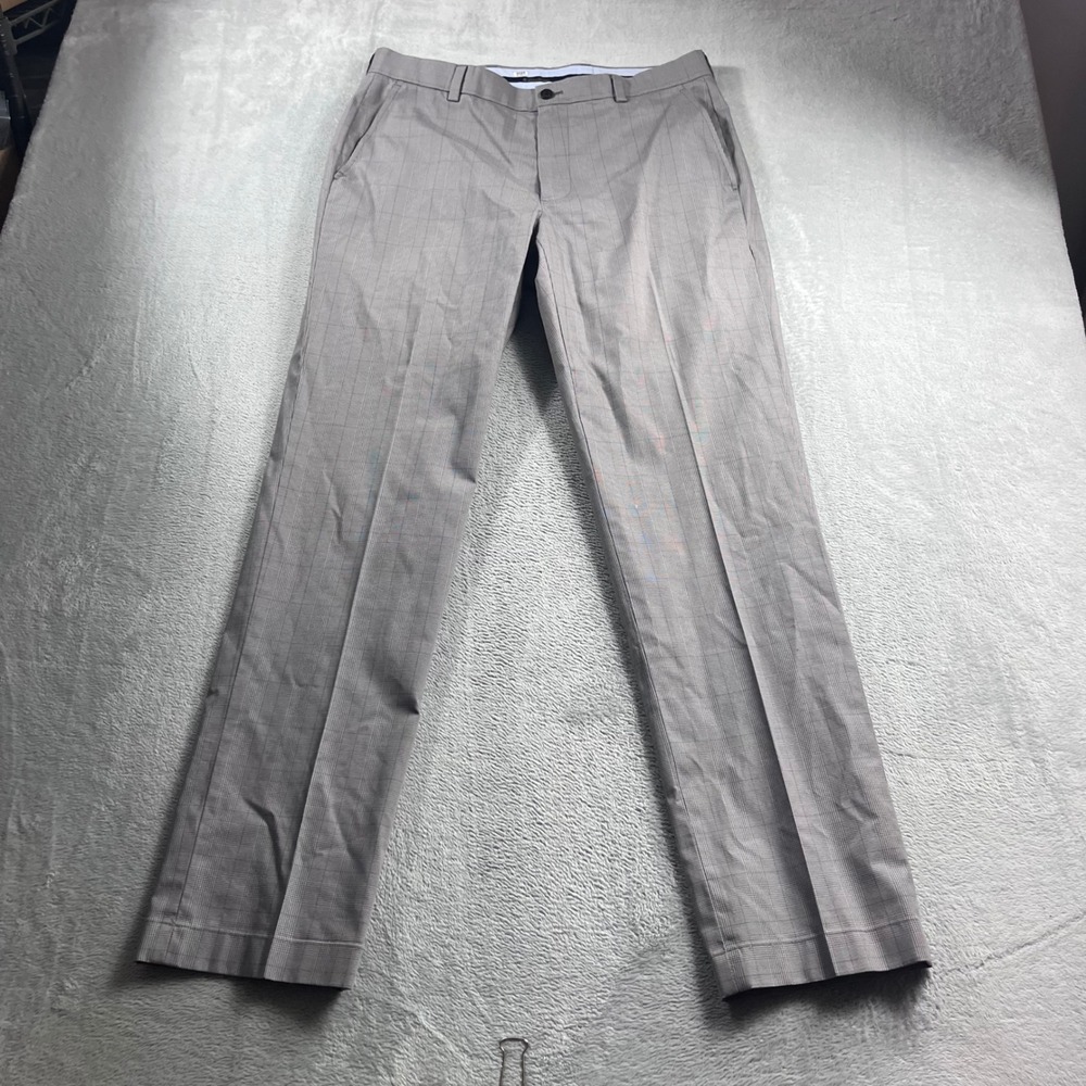 Brooks Brothers Advantage Chino Clark Grey Glen Plaid Pants Mens 33x32 Stretch